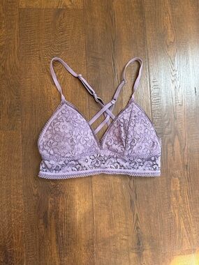 Lace Bralette with Crisscross Back - Lavender